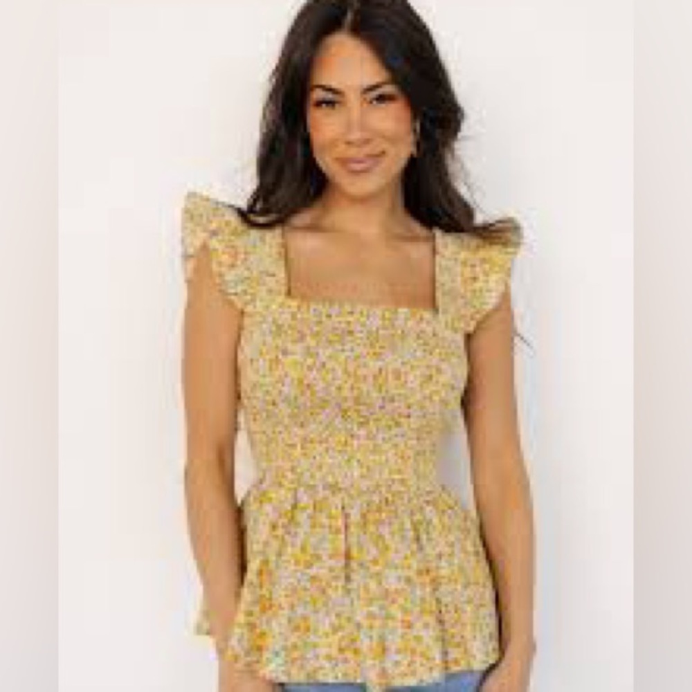 Baltic Born Ida Peplum Top size large Spring Easter Boho cottagecore western